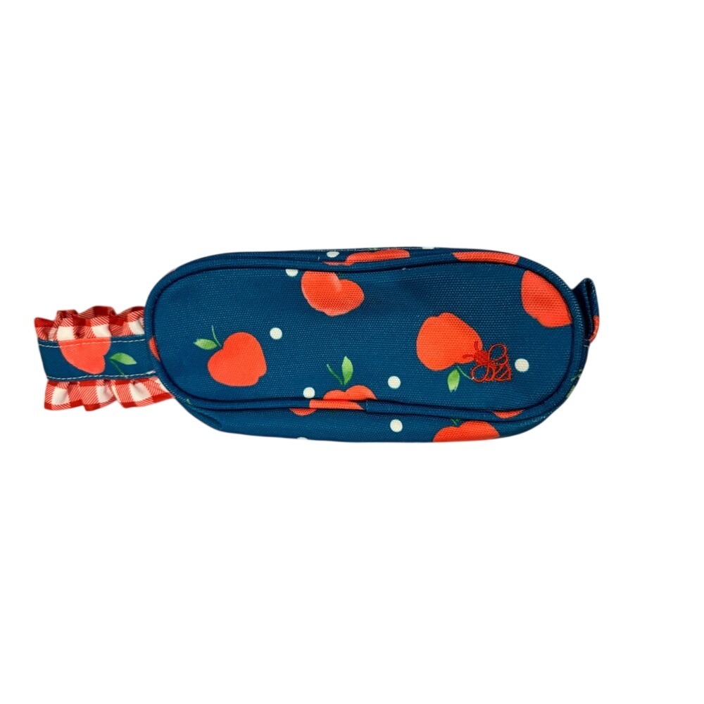 So Adorable Sugar Bee NWOT Kids Blue and‎ Red Apple Print Pencil Case